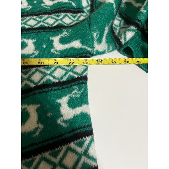 Christmas Cozy Cardigan in Green, Black and White-Fair Isle Style with Reindeer - Picture 4 of 4